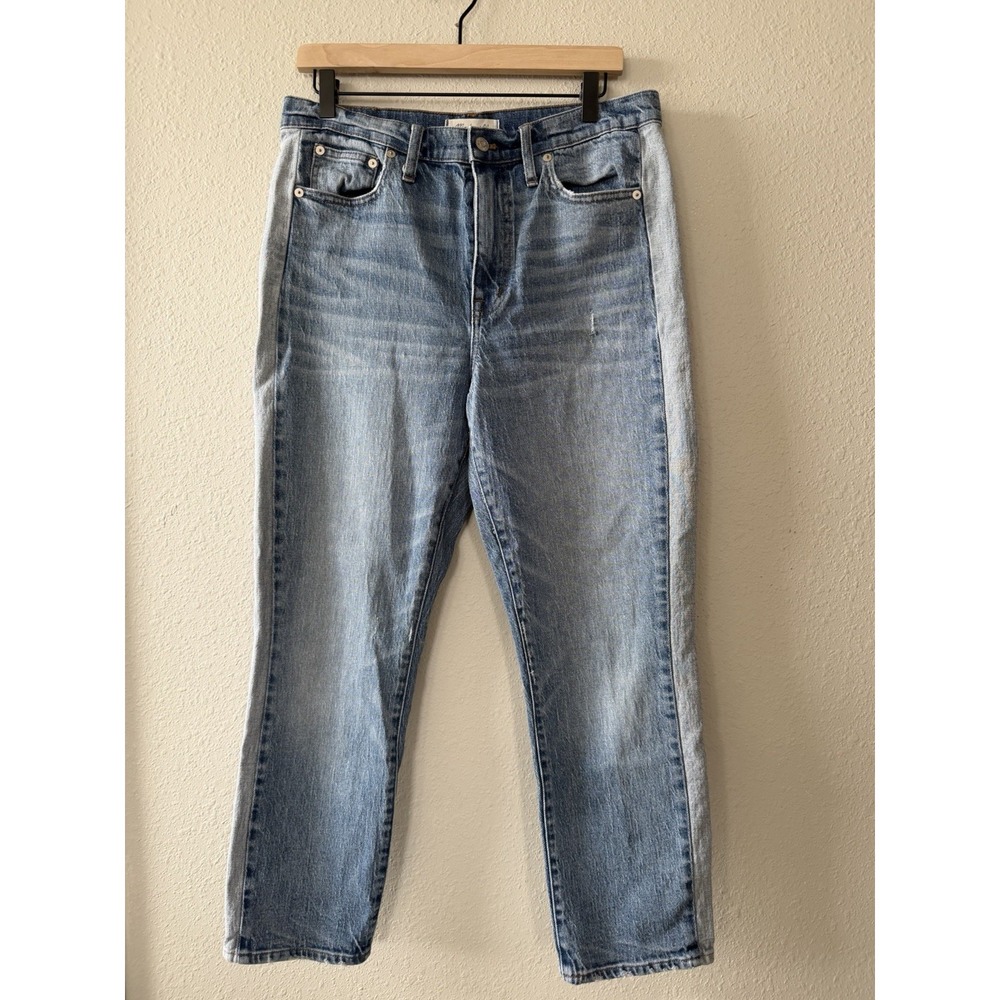 Madewell High Rise Slim Crop Boy Jeans Side Panel Inserts Denim Sz 29